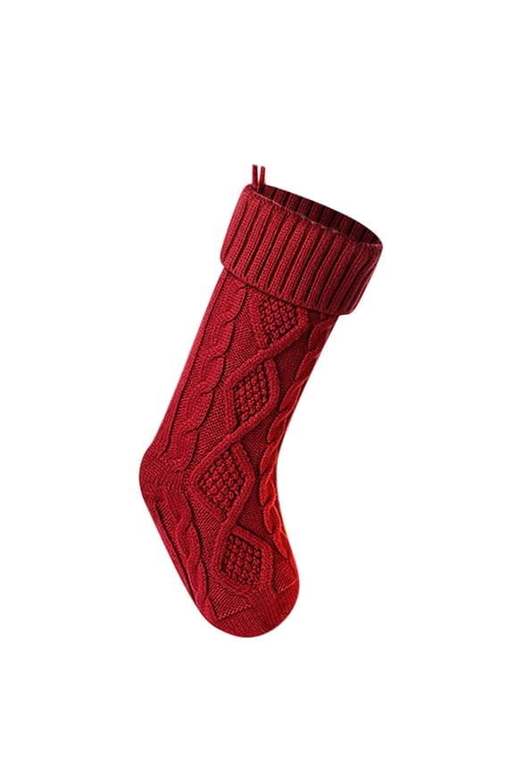 New Christmas Gift Socks Bag Solid Color Knitting Christmas Children Candy Bag Christmas Tree Decorations Socks Red