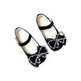 thumbnail image 1 of Xfvqtps Kids Girls Mary Jane Dress Shoes Flat Ankle Strap Hook and Loop Lace Bow Rhinestone Glitter Soft Sole Non Slip Comfortable Ballet Performance Wedding Party Casual Princess Shoes Black, 1 of 5