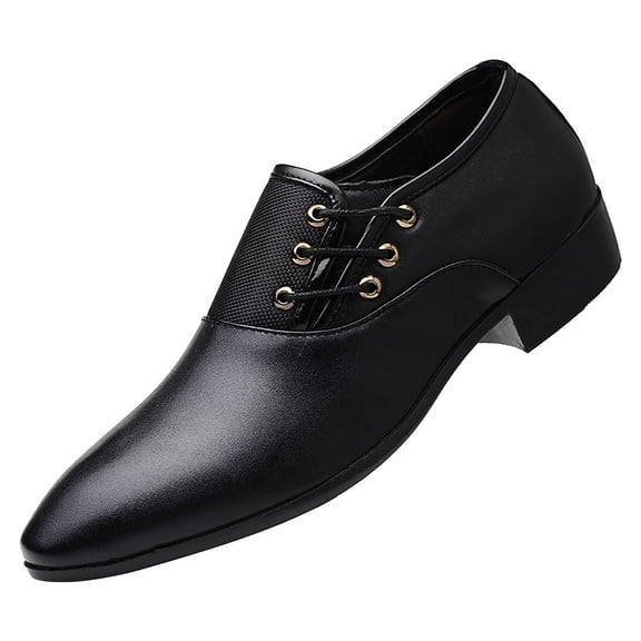 Xfvqtps New Mens Dress Shoes Large Size British Style Splicing Together Pointy Toe Lace up Fashion Classic Formal Business Casual Leather Shoes Black