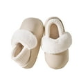 thumbnail image 1 of Xfvqtps New Women Fuzzy Slippers Fluffy Furry Fleece Lining Cover Heel Solid Color Thick Sole Waterproof Non-Slip Comfortable Cozy Indoor and Outdoor Warm Winter PVC Casual Shoes, 1 of 8