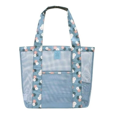 Xfvqtps New Womens Beach Bag Mesh Multi Compartment Fashion Print Large Capacity Personalized Beach Vacation Handbag Blue