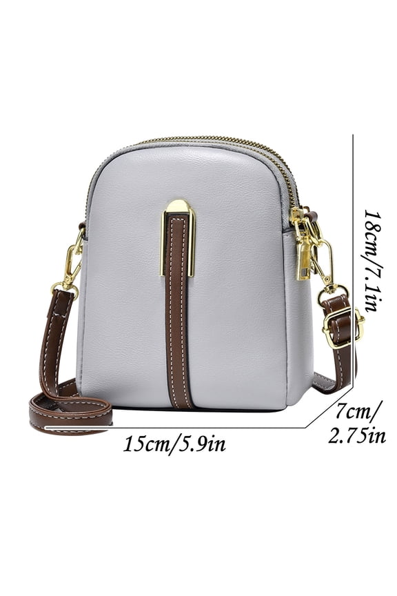 New Womens Purse Vertical Version Solid Color Simplicity Large Capacity Texture Grace Leather Inclined Shoulder Bag Gray