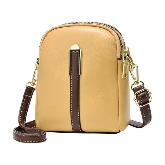 Xfvqtps New Womens Purse Vertical Version Solid Color Simplicity Large Capacity Texture Grace Leather Inclined Shoulder Bag Yellow