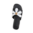 thumbnail image 1 of Xfvqtps New Womens Slippers Large Size Flower Flat Bottomed Open Toe Breathable Comfortable Non-Slip Summer Outdoor Beach Casual Leather Slippers Slippers Black, 1 of 6