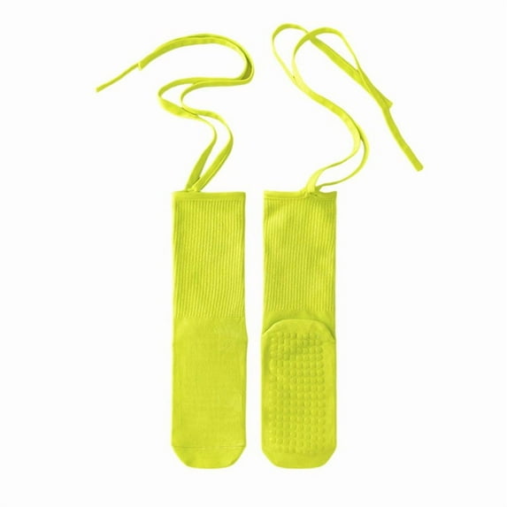 Xfvqtps Non Slip Pilates Yoga Tie Socks with Grips for Women Lace Up Colorful Sweat Absorbing Sports Socks Crew Socks for Dance Ballet Green
