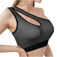 thumbnail image 1 of Xfvqtps One Shoulder Sports Bra for Women Hollow out Crop Workout Yoga Bra Medium Support Gray, 1 of 6