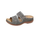 thumbnail image 1 of Xfvqtps Orthopedic Sandals for Women Arch Support Slip on Double Strap Flower Hollow out Open Toe Soft Sole Comfortable Breathable Casual Summer Beach Walking Wedge Shoes Gray, 1 of 9