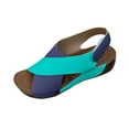 thumbnail image 1 of Xfvqtps Orthopedic Sandals for Women Wedge Slingback Hook and Loop Cross Straps Color Block Open Toe Thick Soft Sole Breathable Comfortable Walking Sandals Blue, 1 of 10