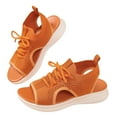 thumbnail image 1 of Xfvqtps Orthopedic Sandals for Women Mesh Lace up Hollow out Open Toe Slip on Thick Soft Sole Beach Summer Sandals Orange, 1 of 7