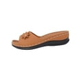 thumbnail image 1 of Xfvqtps Orthopedic Sandals for Women Wedge Slide Open Toe Flower Decor Non Slip Breathable Beach Summer Leather Slide Sandals Brown, 1 of 8