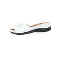 thumbnail image 1 of Xfvqtps Orthopedic Sandals for Women Wedge Slide Open Toe Flower Decor Non Slip Breathable Beach Summer Leather Slide Sandals White, 1 of 9