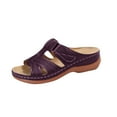 thumbnail image 1 of Xfvqtps Orthopedic Sandals for Women Wedge Slide Hook and Loop Straps Cross Straps Open Toe Soft Sole Non Slip Breathable Beach Summer Walking Sandals Wine, 1 of 5