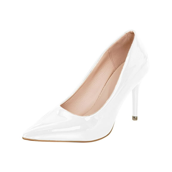 Xfvqtps Patent Leather Pumps Pointed Toe Stiletto Heels for Women Comfort Insole Dress Shoes for Work Office Professional and Night Out