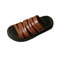 thumbnail image 1 of Xfvqtps Flatform Sandals Women Slide Thick Sole Straps Open Toe Leather Soft Sole Non Slip Beach Summer Slide Sandals Brown, 1 of 1