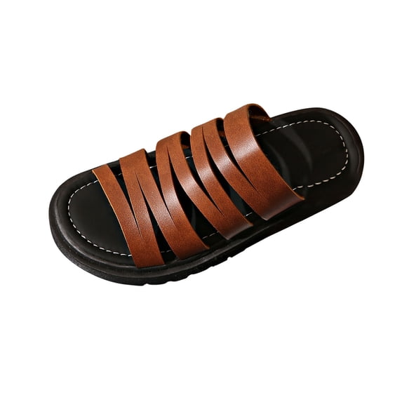 Xfvqtps Flatform Sandals Women Slide Thick Sole Straps Open Toe Leather Soft Sole Non Slip Beach Summer Slide Sandals Brown