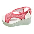 thumbnail image 1 of Xfvqtps Flatform Sandals Women Wedge Mesh Hollow out Adjustable Slingbackback Strap Peep Toe Wedge Sandals Red, 1 of 8