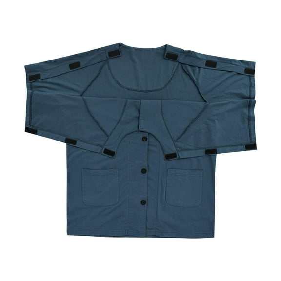 Xfvqtps Post Shoulder Surgery Recovery Tops with Magnetic Buttons for Women Crew Neck Tear Away Shirts Easy To Wear and Take Off Postoperative Care Tops Blue