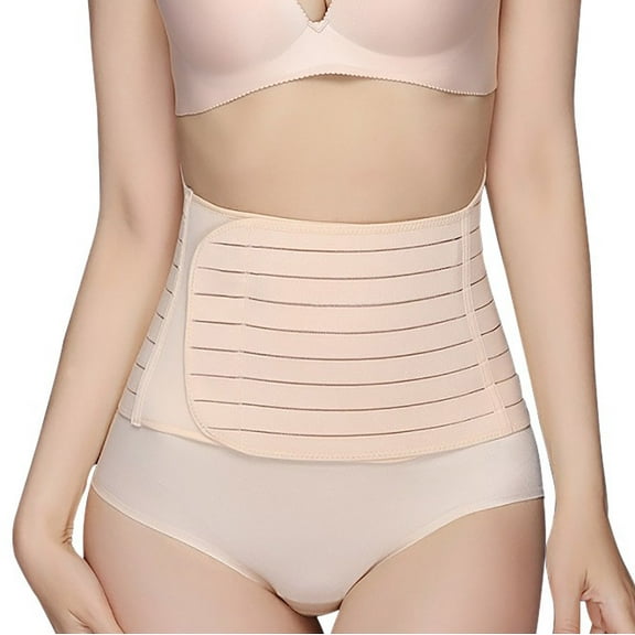 Xfvqtps Postpartum Girdle C-Section Recovery Belt Mesh Breathable Belly Wrap Belly Band Shapewear Beige