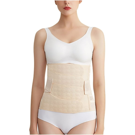 Xfvqtps Postpartum Girdle C-Section Recovery Belt Mesh Breathable Belly Wrap Belly Band Shapewear Beige