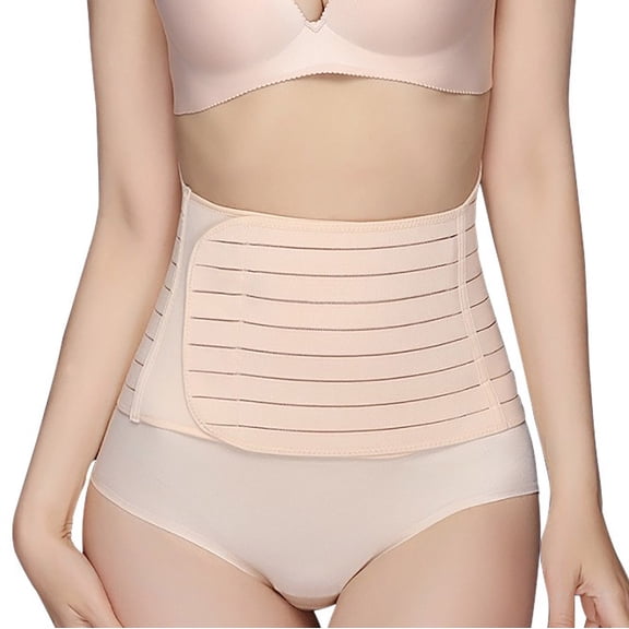 Xfvqtps Postpartum Girdle C-Section Recovery Belt Mesh Breathable Belly Wrap Belly Band Shapewear Beige