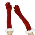 thumbnail image 1 of Xfvqtps Red Velvet Gloves with White Cuffs Red Long Santa Gloves with Soft White Cuffs Stretchy Full Finger Gloves for Women Girls Holiday Accessories Wine, 1 of 5