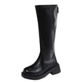 thumbnail image 1 of Xfvqtps Retro Womens Fashion Boots Knee High Leather Flatform Boots Winter Chunky Heel Tall Boots with Back Zipper Versatile Streetwear Daily Boots Black, 1 of 9