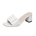 thumbnail image 1 of Xfvqtps Ruched Mule Sandals for Women Medium Block Heel Slide On Slippers Open Toe Casual Summer Shoes Colorful Comfort Footwear, 1 of 8
