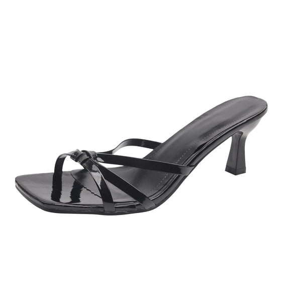 Xfvqtps Sandals for Women Thin Strap Heeled Sandals with Bow Square Toe Open Toe Shoes Mid Heel Casual Shoes for Fall Winter Fashionable Party Going out Footwear