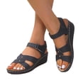 thumbnail image 1 of Xfvqtps Sandals for Womens Cross Straps Arch Support Mid Wedge Open Toe Hollow out Breathable Soft Sole Non Slip Beach Summer Walking Casual Shoes, 1 of 9