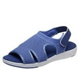 thumbnail image 1 of Xfvqtps Sandals for Womens Open Peep Toe Low Wedge Heels Mesh Hollow out Thick Bottom Soft Sole Non Slip Comfortable Breathable Summer Outdoor Walking Casual Shoes Blue, 1 of 9