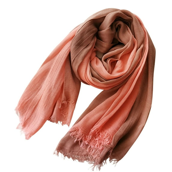 Xfvqtps Scarf for Womens Long Color Blocking Tassels Vintage Lightweight Breathable Sunscreen Flax Shawl Khaki