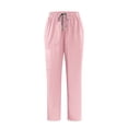 thumbnail image 1 of Xfvqtps Scrub Pants for Women Multi-Pocket Solid Color Loose Stretch Yoga Scrub Joggers Anti-Wrinkle Elastic Waist Medical Nursing Jogger Pants Work Pants Pink, 1 of 7