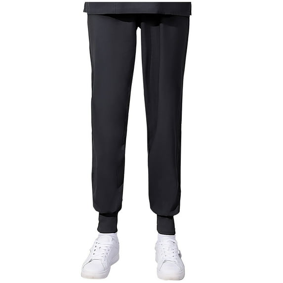 Xfvqtps Scrub Pants for Women Stretch Yoga Scrub Joggers Anti-Wrinkle Elastic Waist Medical Nursing Jogger Pants Solid Color Four Seasons Loose Bunched Feet Work Pants Nurse Dress Pants Black