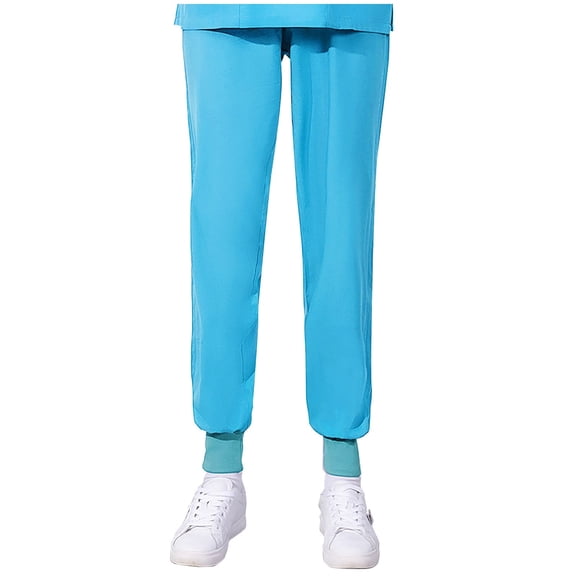 Xfvqtps Scrub Pants for Women Stretch Yoga Scrub Joggers Anti-Wrinkle Elastic Waist Nursing Jogger Pants Light Blue