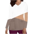 thumbnail image 1 of Xfvqtps Scrub Tops for Women Color Block Soft V-Neck Long Sleeve Scrubs Comfortable Lightweight Nursing Uniforms Casual Fashion Striped Nursing Top Working Uniforms with Pockets White, 1 of 5