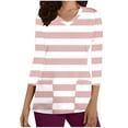 thumbnail image 1 of Xfvqtps Scrub Tops for Women Striped Soft V-Neck 3/4 Sleeve Scrubs Comfortable Nursing Uniforms New Fashion Casual Printed T-shirt Nursing Clothes Top Working Uniforms with Pockets Pink, 1 of 5