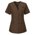 thumbnail image 1 of Xfvqtps Scrub Tops for Women Wrinkle-Resist Nursing Uniform Tunic Uniform Clinic Carer V-Neck Protective Clothing Brown, 1 of 3