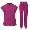 thumbnail image 1 of Xfvqtps Scrubs Set for Women Mock Neck Stretch Scrub Top and Drawstring Jogger Pants with Multi Pockets Anti Wrinkle Nursing Work Uniform Set Stand Collar Comfortable Uniform Hot Pink, 1 of 5