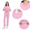 thumbnail image 1 of Xfvqtps Scrubs Set for Women V-Neck Short Sleeve Stretch Scrub Top and Elastic Waist Jogger Pants Solid Color Pocket Anti Wrinkle Soft Nursing Uniform Set Working Uniform Set Pink, 1 of 6