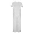 thumbnail image 1 of Xfvqtps Scrubs Set for Women V-Neck Stretch Scrub Top and Elastic Waist Pants with Multi Pockets Anti Wrinkle Soft Nursing Uniform Set Comfort Short Sleeve Working Uniform Set White, 1 of 4