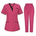 thumbnail image 1 of Xfvqtps Scrubs for Women Scrub Tops Drawstring Jogger Pants Set Tunic Clinic Carer V-Neck Protective Clothing Set Hot Pink, 1 of 3