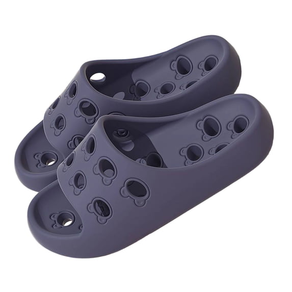 Xfvqtps Shower Shoes for Mens and Womens Couples Funny Slide Cute Hollow Sole Quick Drying Lightweight Non Slip Open Toe Solid Color Indoor Beach EVA Slipper Blue