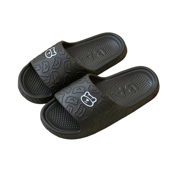 Xfvqtps Shower Shoes for Mens and Womens Couples Slide Cute Bear Thick Sole Quick Drying Lightweight Non Slip Open Toe Solid Color Indoor Beach EVA Slipper Black