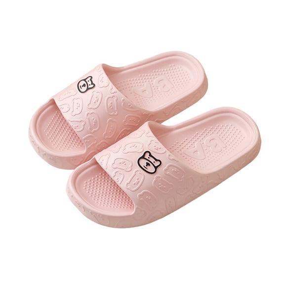 Xfvqtps Shower Shoes for Mens and Womens Couples Slide Cute Bear Thick Sole Quick Drying Lightweight Non Slip Open Toe Solid Color Indoor Beach EVA Slipper Pink