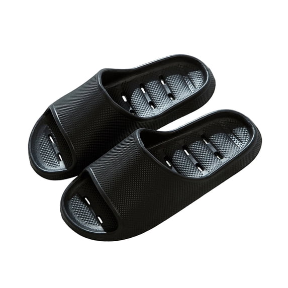 Xfvqtps Shower Shoes for Mens and Womens Couples Slide Hollow Sole Quick Drying Lightweight Non Slip Open Toe Solid Color Indoor Beach EVA Slipper Black