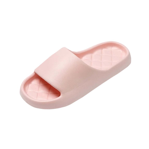 Xfvqtps Shower Shoes for Mens and Womens Couples Slide Rhombus Sole Quick Drying Lightweight Non Slip Open Toe Solid Color Indoor Beach EVA Slipper Pink