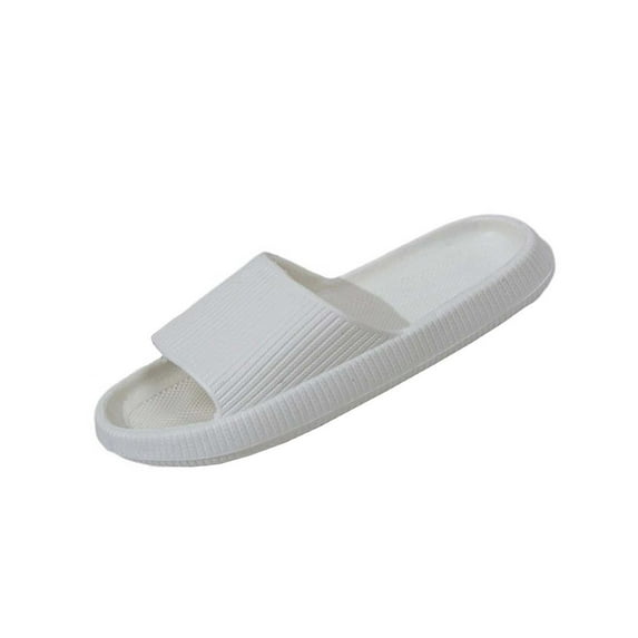 Xfvqtps Shower Shoes for Mens and Womens Couples Slide Side Cutout Soft Sole Quick Drying Lightweight Non Slip Open Toe Solid Color Indoor Beach EVA Slipper White