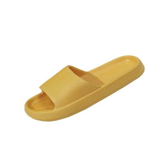 Xfvqtps Shower Shoes for Mens and Womens Couples Slide Side Cutout Soft Sole Quick Drying Lightweight Non Slip Open Toe Solid Color Indoor Beach EVA Slipper Yellow