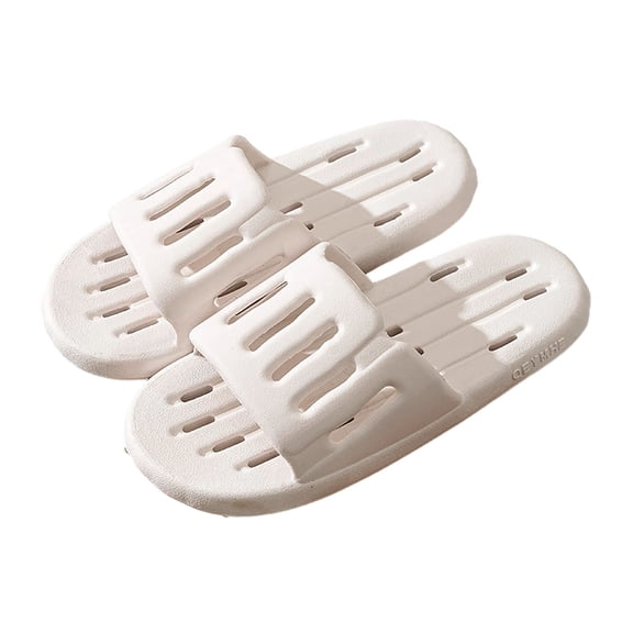Xfvqtps Shower Shoes for Mens and Womens Couples Slide Strip Hollow Sole Quick Drying Lightweight Non Slip Open Toe Solid Color Indoor Beach PVC Slipper White