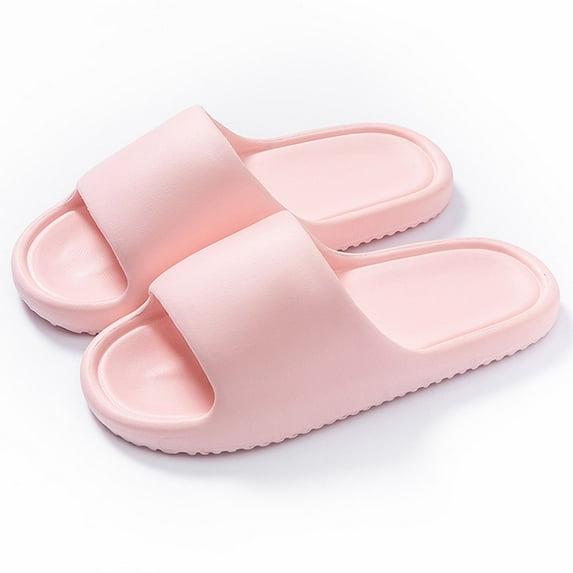 Xfvqtps Shower Shoes for Mens and Womens Couples Slide Thick Sole Quick Drying Lightweight Non Slip Open Toe Solid Color Indoor Beach EVA Slipper Pink